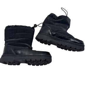 Boys Girls Unisex Winter Snow Boots Size 3 Big Kids Black Insulated Toggle